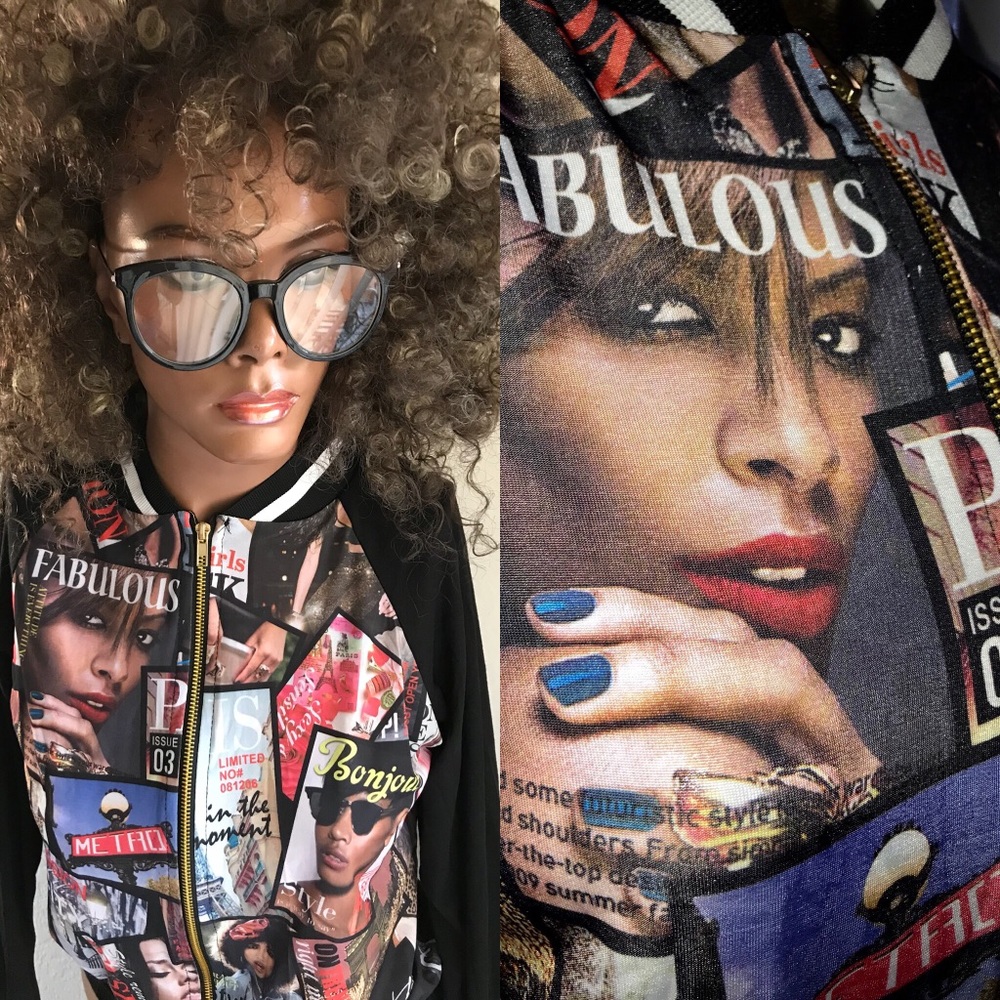 Unique NWOT Fashion MAGAZINE Photo Print JACKET Size Medium